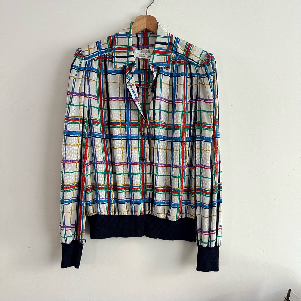 Colorful Striped Blouse I.magnin by Umba for Piat Ltd great condition Size 10